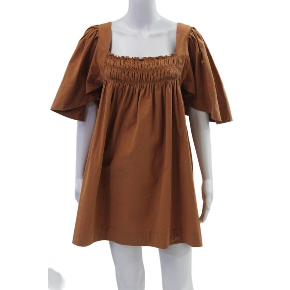 Three Graces London Women Trapeze & Swing Dress Brown Square Neck Size 6